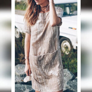 Anthropologie Floreat S Champagne Crushed Velvet Tee Shirt Shift Oversized Dress